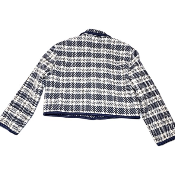 Sandro Paris Cropped Blazer Jacket In Checked Tweed FR 42/ US 10 Textured Plaid - Picture 5 of 15